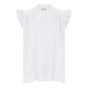 FRAU - Napoli pure linen deco top - Bright White