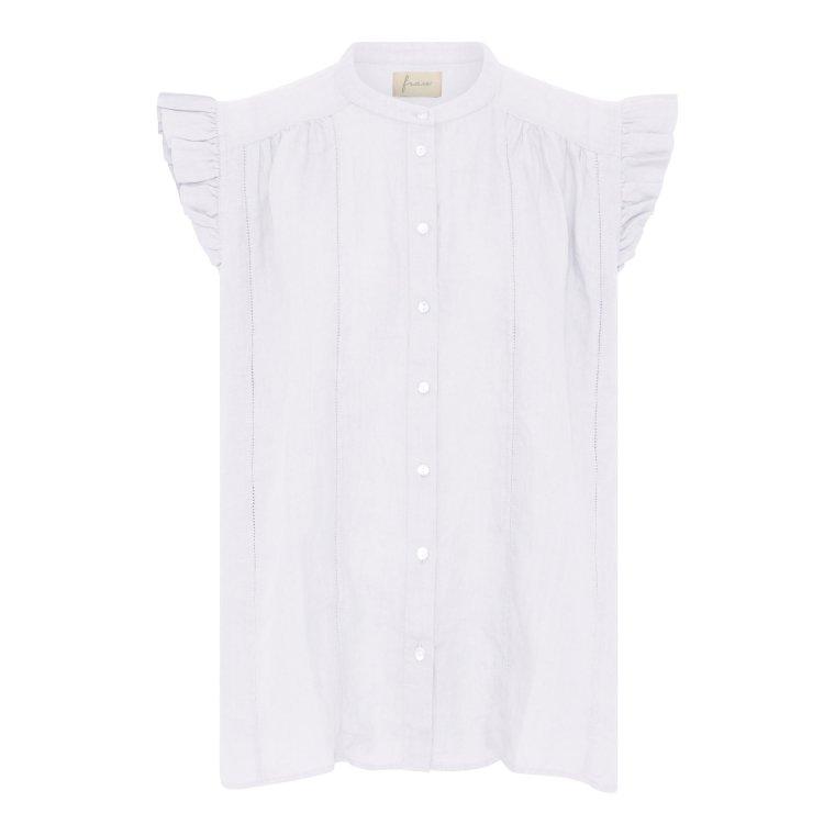 FRAU - Napoli pure linen deco top - Bright White