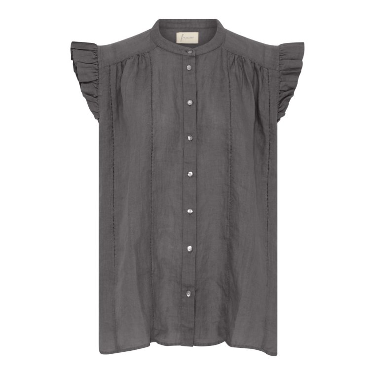 FRAU - Napoli pure linen deco top - Beluga