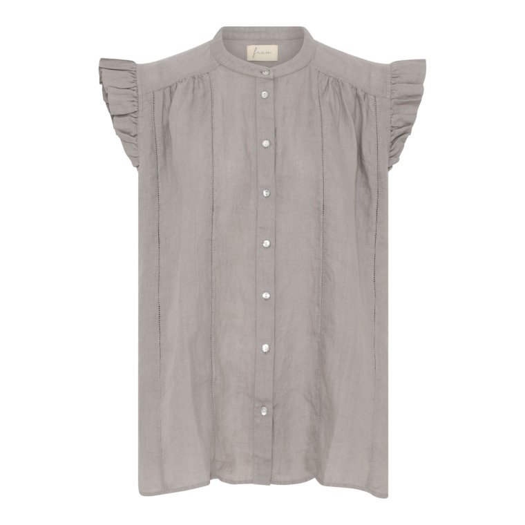 FRAU - Napoli pure linen deco top - Dove