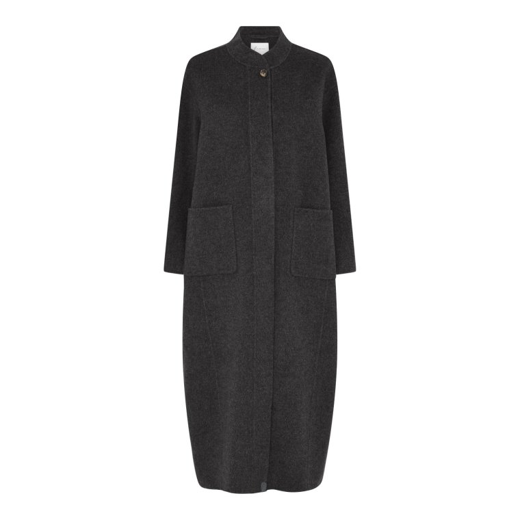 Frau - Chicago pure wool long coat - Chocolate Torte melange
