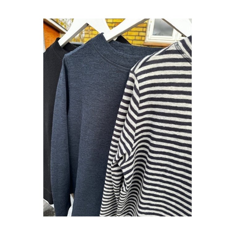 By Basics - 4068 sweather w/small turtleneck l/s - charcoal/dawn grey melange