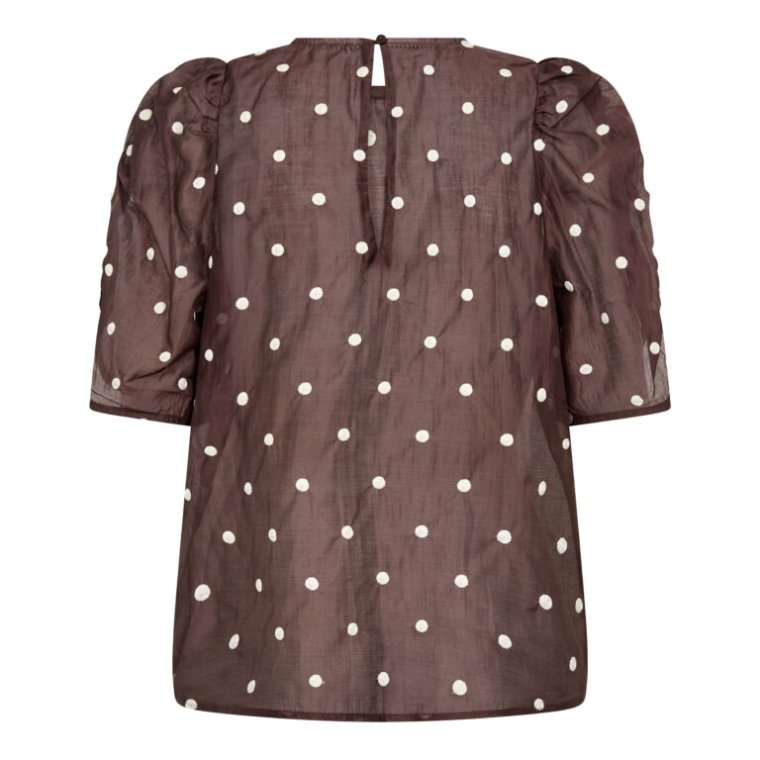 Co`couture - DitaCC Dot SS Blouse - Dark Brown