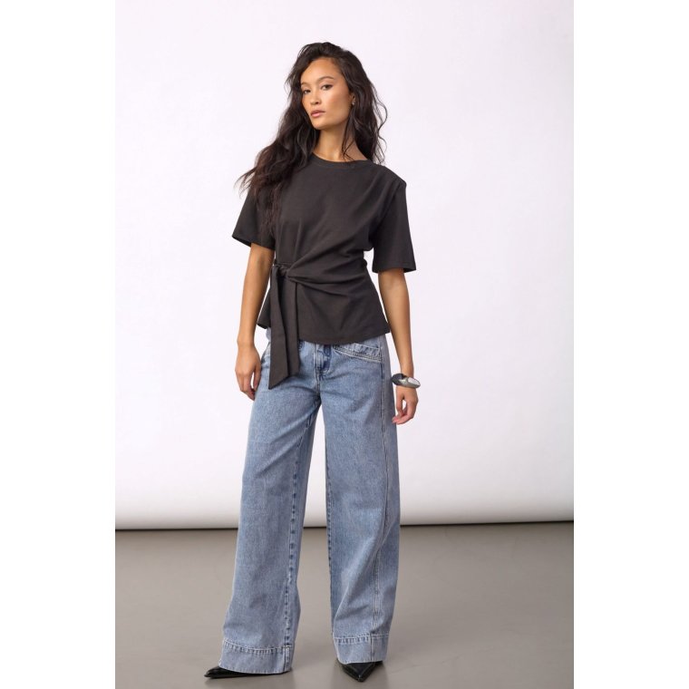 Co`couture - OrianeCC Pleat Tie Tee - Black
