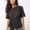 Co`couture - OrianeCC Pleat Tie Tee - Black