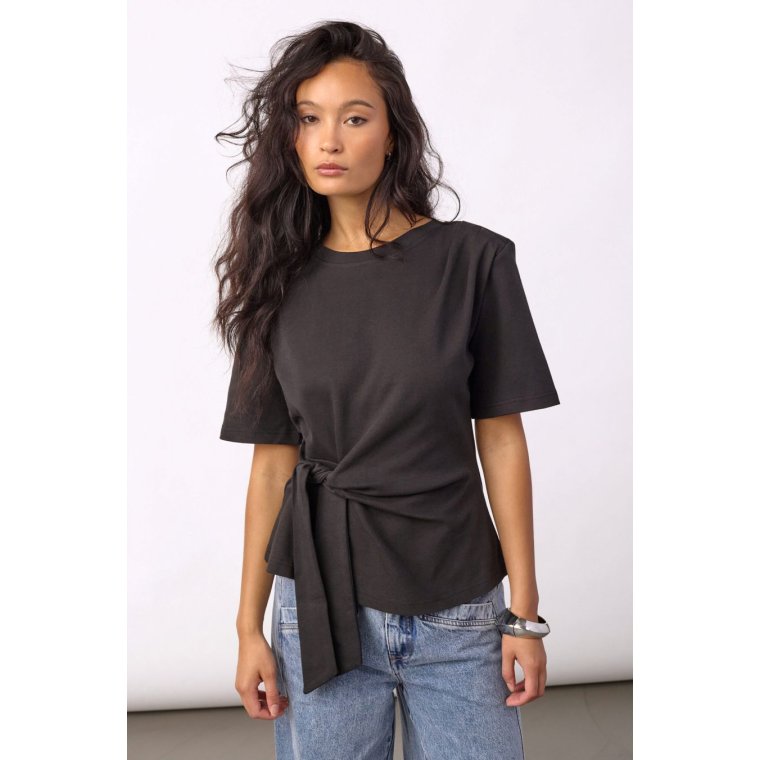Co`couture - OrianeCC Pleat Tie Tee - Black