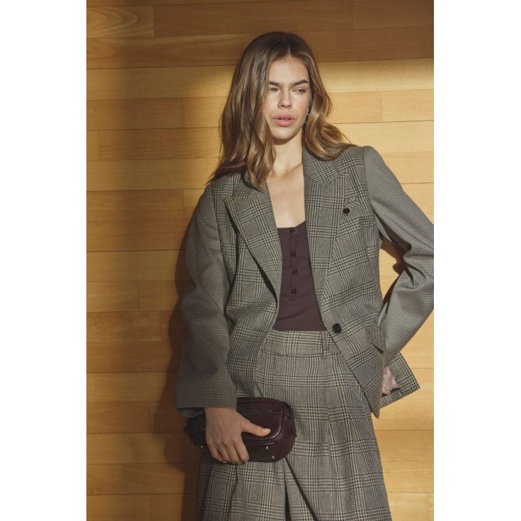 Co`couture - VeyaCC Check Fitted Blazer - Brown