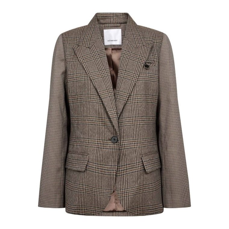 Co`couture - VeyaCC Check Fitted Blazer - Brown
