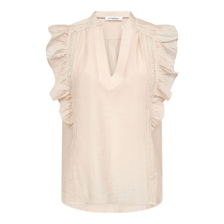 Co`couture - AviCC Lace SS V-Top - Mink