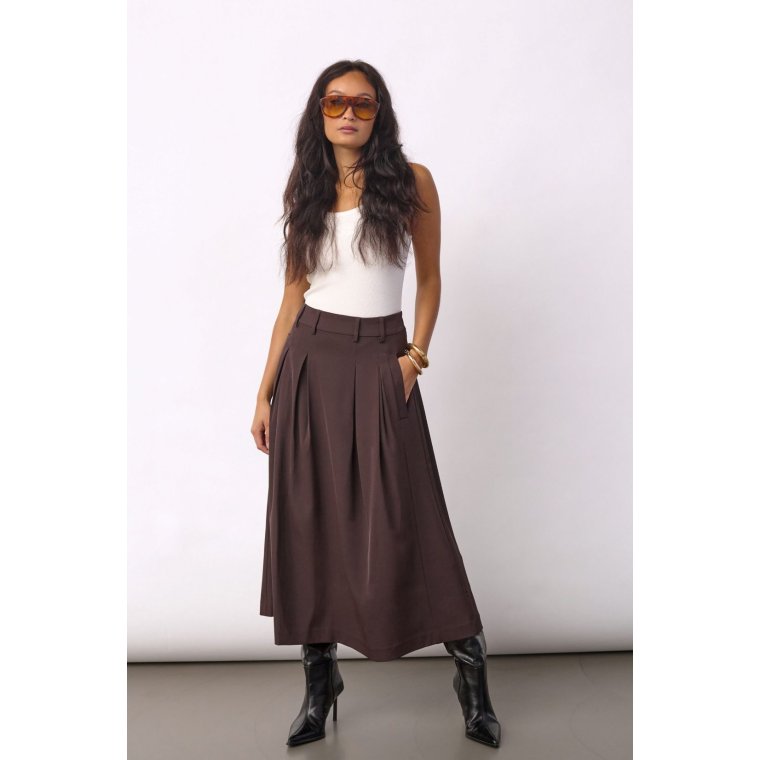 Co`couture - AliniCC Anya Pleat Skirt - Dark Brown