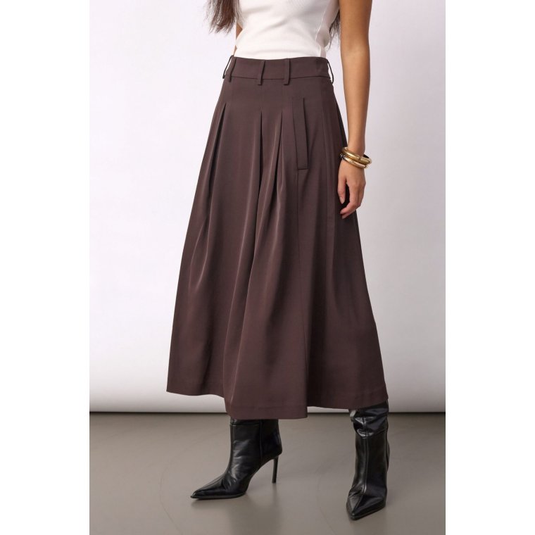 Co`couture - AliniCC Anya Pleat Skirt - Dark Brown