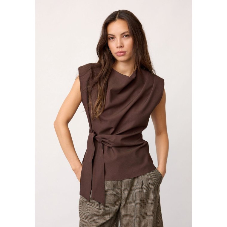 Co`couture - LunaCC Pleat Top - Dark Brown