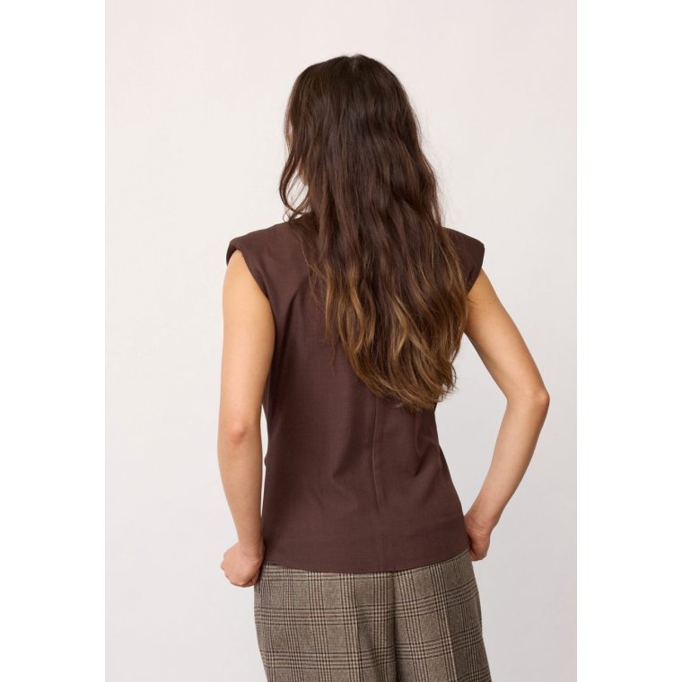 Co`couture - LunaCC Pleat Top - Dark Brown