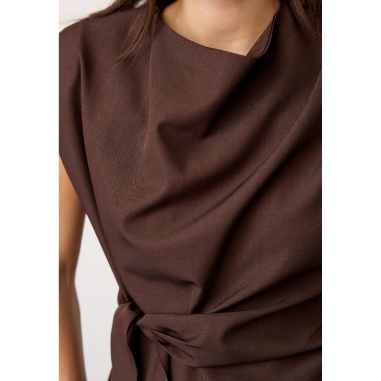 Co`couture - LunaCC Pleat Top - Dark Brown