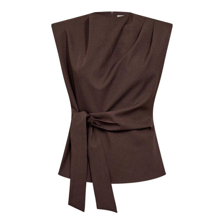 Co`couture - LunaCC Pleat Top - Dark Brown