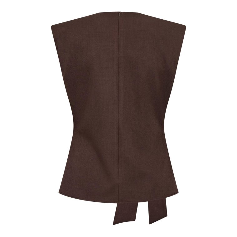 Co`couture - LunaCC Pleat Top - Dark Brown