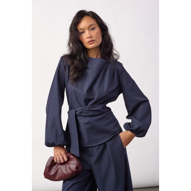 Co`couture - LunaCC Tie Blouse - Navy
