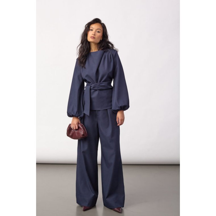 Co`couture - LunaCC Tie Blouse - Navy