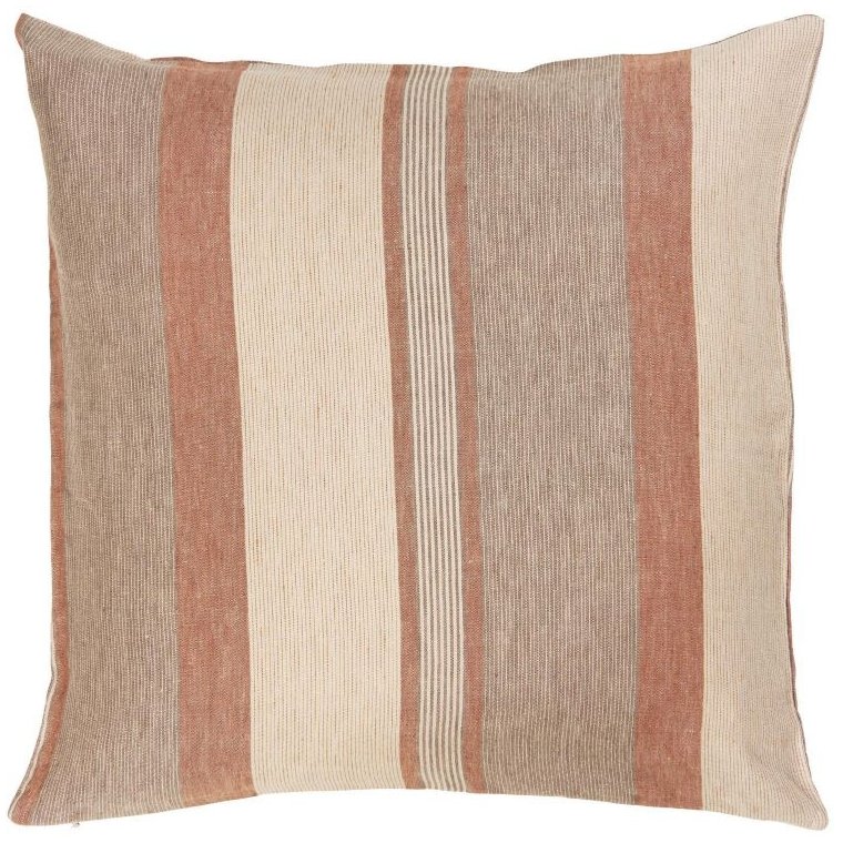IB LAURSEN - Pude m/fyld  beige m/brune og rustfarvede striber