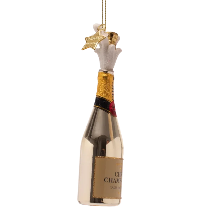 Vondels - Julekugle - glas - Champagne bottle popping