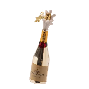 Vondels - Julekugle - glas - Champagne bottle popping