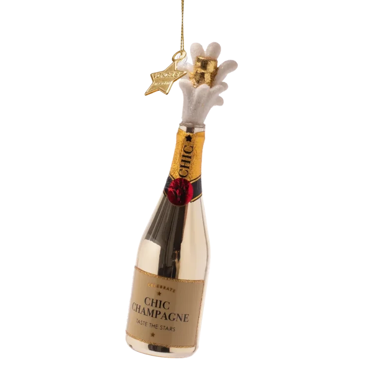 Vondels - Julekugle - glas - Champagne bottle popping