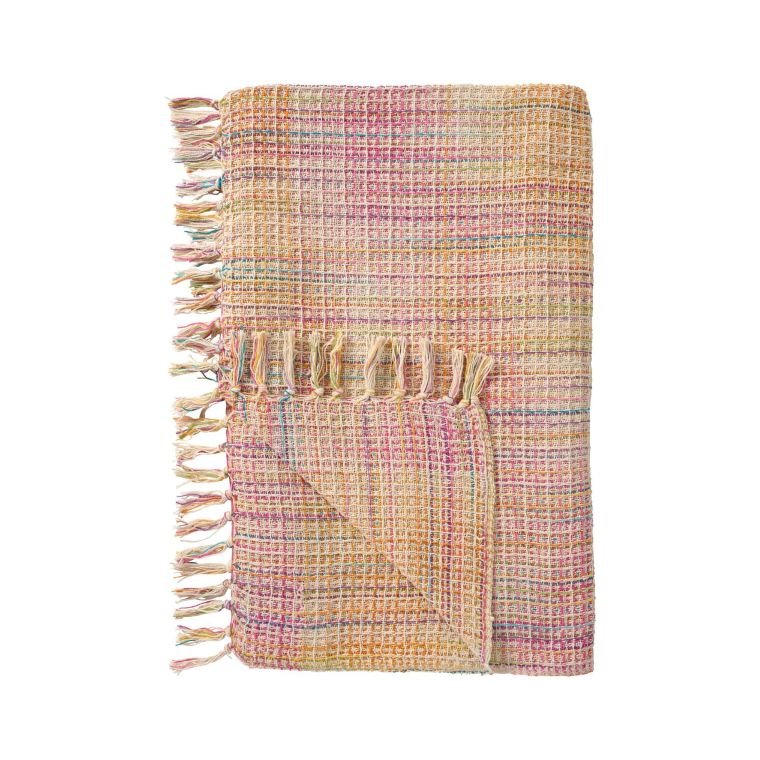 Ib Laursen - Plaid multifarvet i pink, lilla og gul version