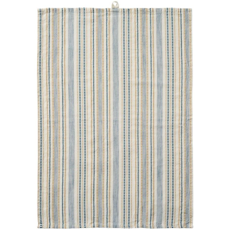 IB LAURSEN - Viskestykke Celine hvid m/blt og beige indvvet mnster