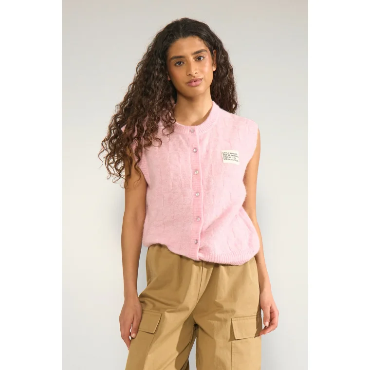 N�MPH - NURIETTE CHECK VEST - Pink Lady