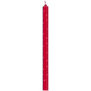 Ib Laursen - Kertelys r�d m/lyser�de hjerter stearin �:1,3 H:20 svanem�rket