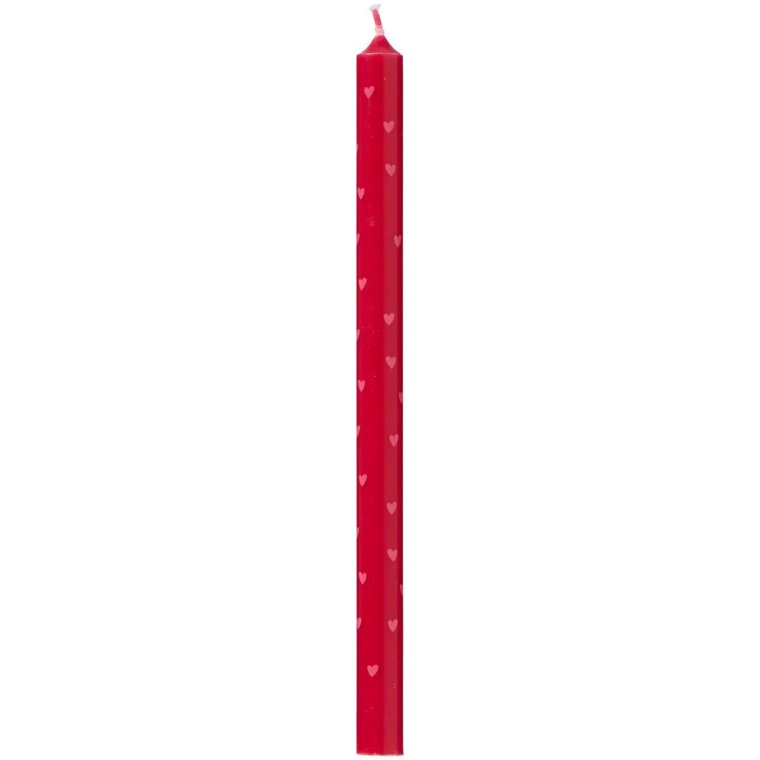 Ib Laursen - Kertelys r�d m/lyser�de hjerter stearin �:1,3 H:20 svanem�rket