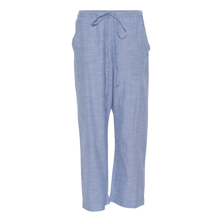 FRAU - Milano string ankle pant - Medium Blue Stripe