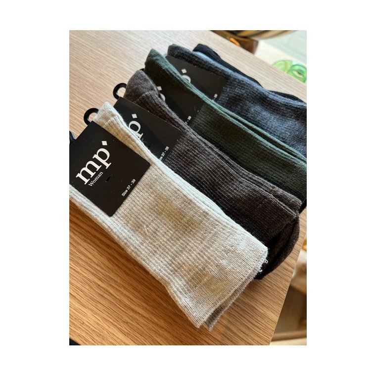 Mp Denmark - Fine wool rib socks - Light Brown Melange