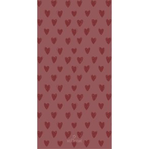 Ib Laursen - Serviet 10x20 cm desert rose m/r�de hjerter 16 stk/pk