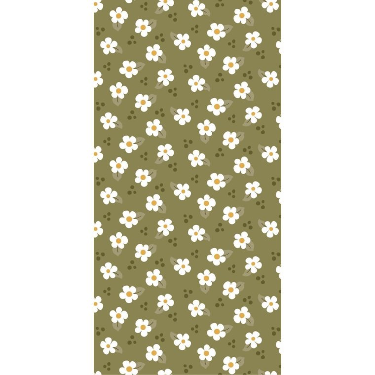 IB LAURSEN - Serviet 10x20 cm gr�n m/hvide blomster 16 stk/pk