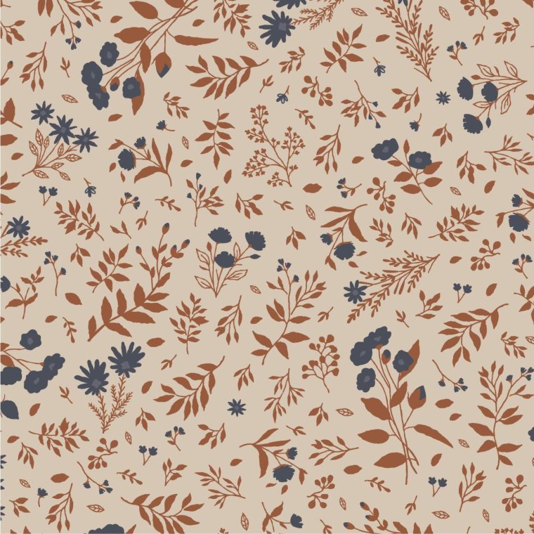 IB LAURSEN - Serviet blomstermotiv i bl og teglfarver 20 stk pr pakke