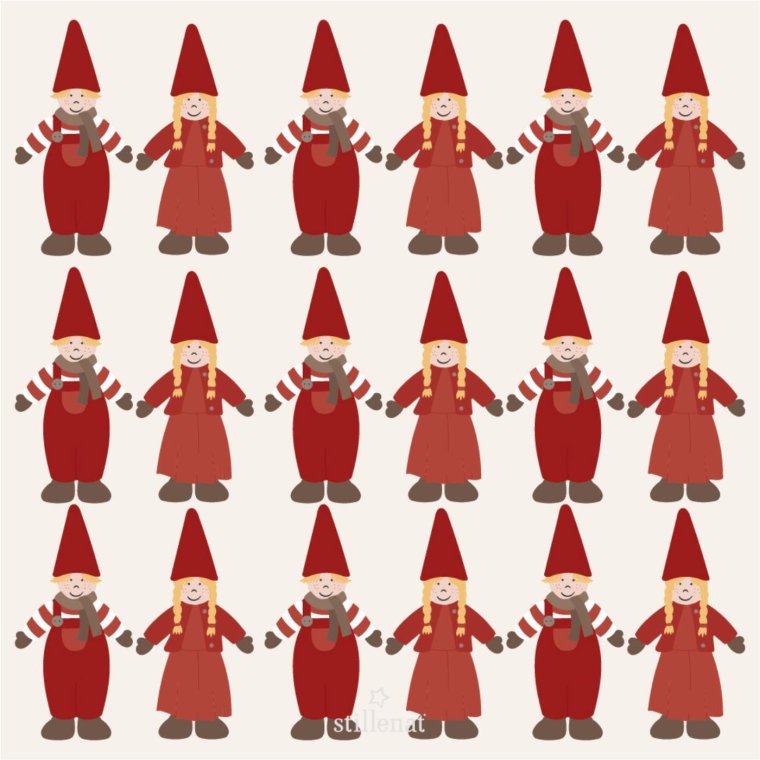 IB LAURSEN - Serviet nisser hnd i hnd My Nostalgic Christmas - 20 stk pr pakke	