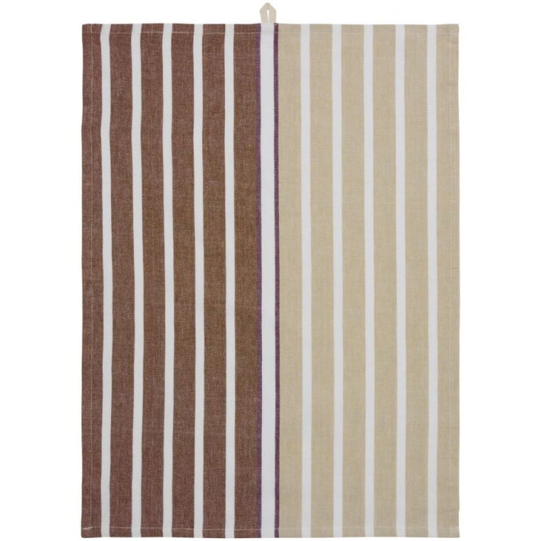 Ib Laursen - Viskestykke m/brune, sandfarvede, hvide og lilla striber