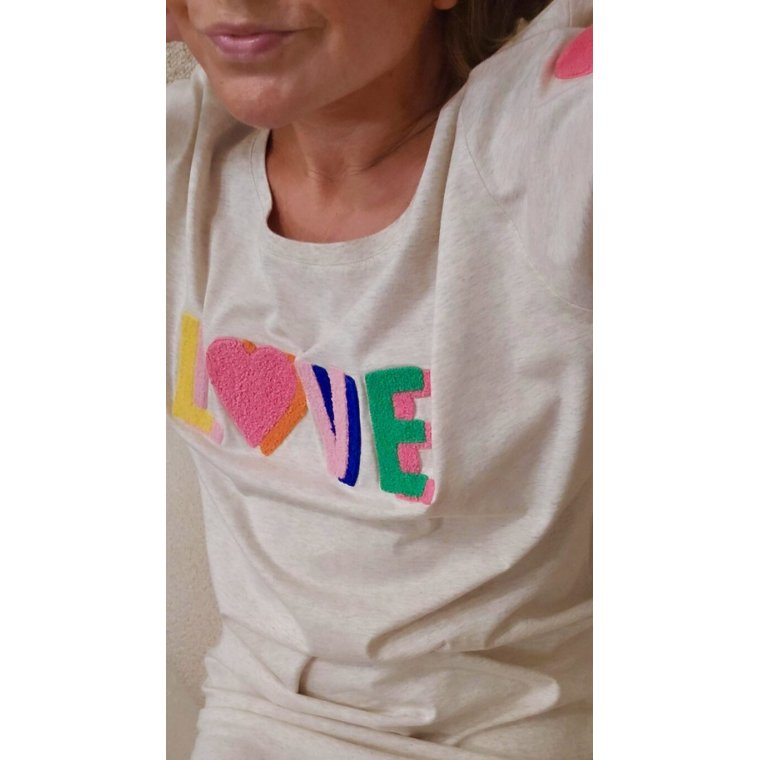 LULU�S LOVE - Love T-shirt dress short sleeves - Double heart - multi/grey melange