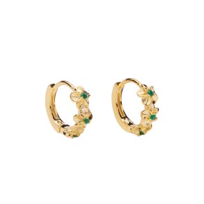 PICO - Aster Crystal Hoops - forgyldt - Forest