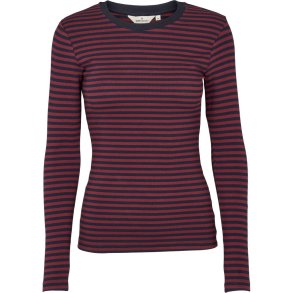 BASIC APPAREL - Ludmilla LS Tee - Bordeaux truffle / Sky captain