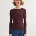 BASIC APPAREL - Ludmilla LS Tee - Bordeaux truffle / Sky captain