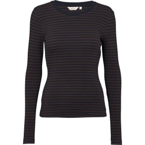 BASIC APPAREL - Ludmilla LS Tee - Chocolate Torte/Black