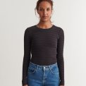 BASIC APPAREL - Ludmilla LS Tee - Chocolate Torte/Black