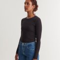 BASIC APPAREL - Ludmilla LS Tee - Chocolate Torte/Black