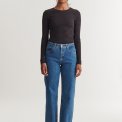 BASIC APPAREL - Ludmilla LS Tee - Chocolate Torte/Black