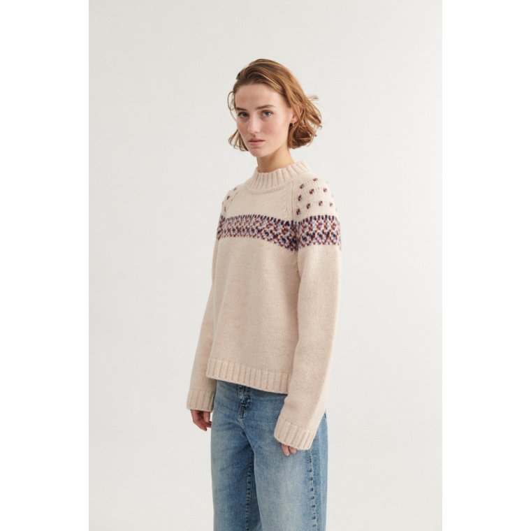 BASIC APPAREL - Blanche Sweater - Bordeaux truffle/Sky Captain/Copen blue