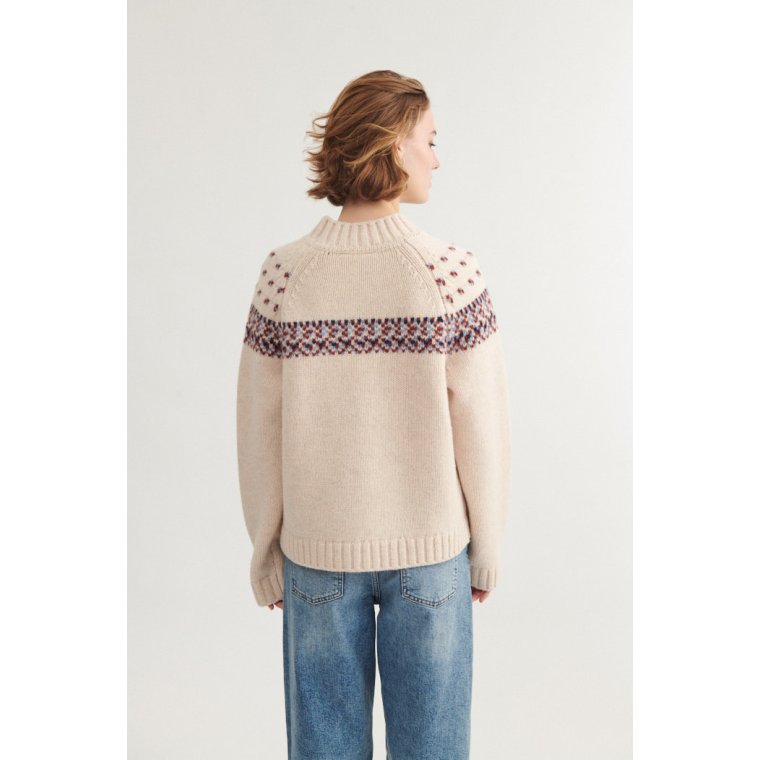 BASIC APPAREL - Blanche Sweater - Bordeaux truffle/Sky Captain/Copen blue