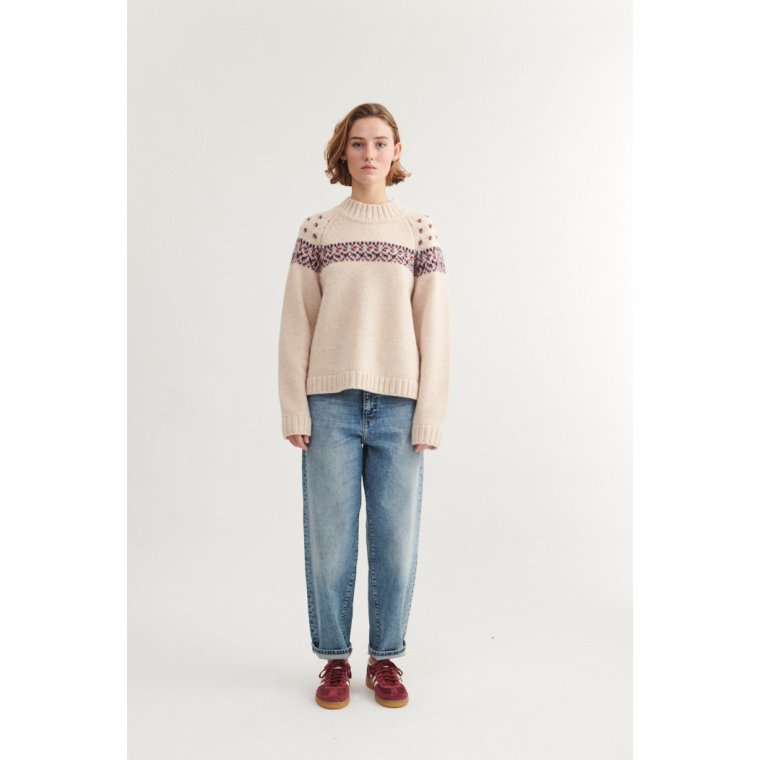 BASIC APPAREL - Blanche Sweater - Bordeaux truffle/Sky Captain/Copen blue