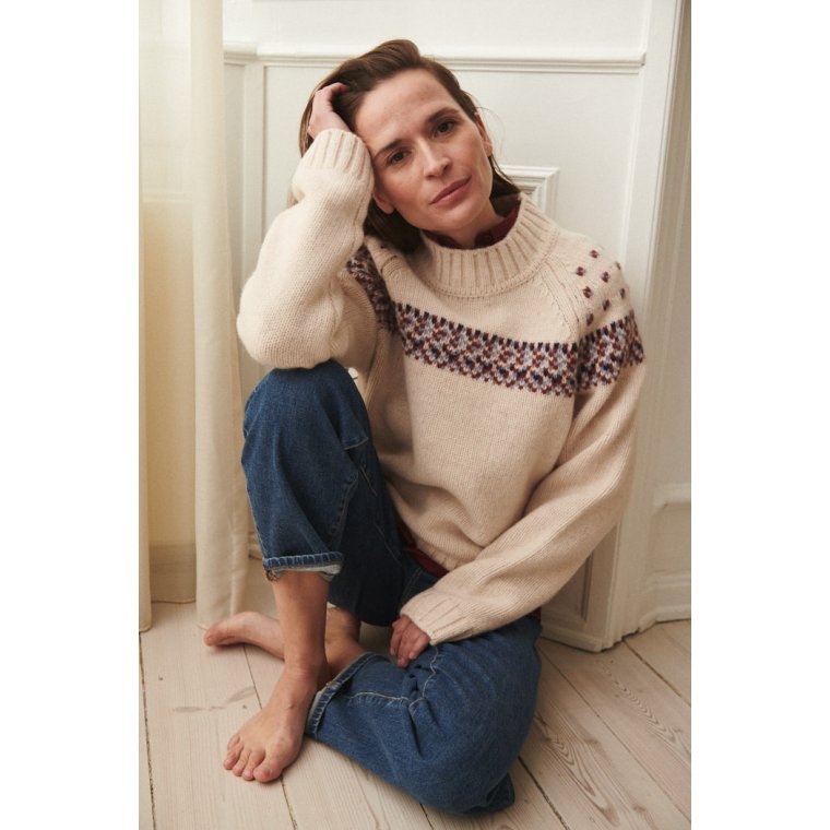 BASIC APPAREL - Blanche Sweater - Bordeaux truffle/Sky Captain/Copen blue